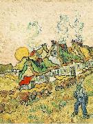 Thatched Cottages in the Sunshine Vincent Van Gogh